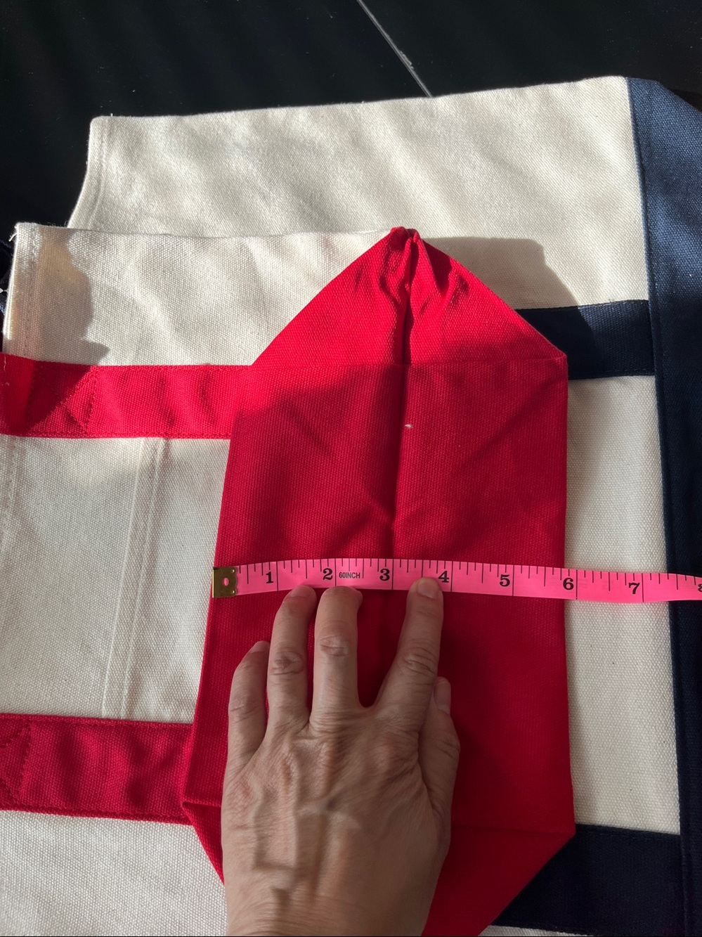 Costco Japan Canvas Tote Bags, Set Of 2 (1 LG Blue trim, 1 SM Red trim), NWT - Picture 10 of 12